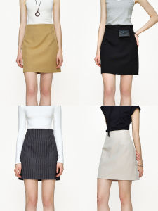 Marllen Fashionable Basic Versatile Waist High A-Line Skirt For Women Summer Casual Commuting Ruched Nature Waist Polyester Fabric