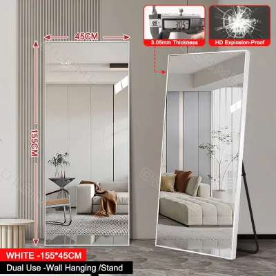 olome 160/150/120CM HD Whole Body Stand Mirror Floor/Wall Mount Dual Use Arch Mirror Vertical Full Body Mirror Metal Frame Full-Length Mirror Explosion-Proof Oversized Vanity Mirror Wall Mounted Mirror For Bedroom Living Room Wedding Mirror