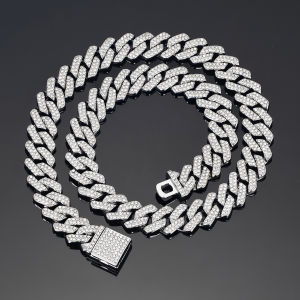 Luxury Rhinestone Hiphop Cuban Chain Necklace 14mm