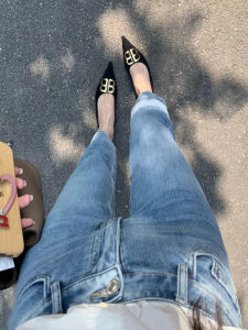 Slim Fit Straight Leg Denim Jeans Womens Spring Summer New Style Elastic French Bread Smoke Tube Pants Casual Cotton Stretch