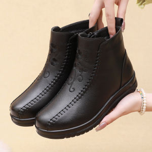 LUQUTCR New Boots Women Keep Warm Shoes Woman Zipper Women Shoes Plus Size Ankle Boots Flat Casual Botas Mujer Winter Woman Boots