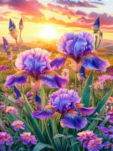 Huacan Diamond Painting Flower Scenery Full Square Round Drill 5D Sunset Landscape DIY Diamond Mosaic Art Handmade Gift