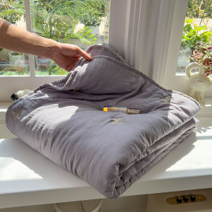 French Girl Embroidered Butterfly Summer Quilt Single Double Size Student Air Conditioner Quilt Washable Polyester Fiber