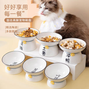 Ceramic Cat Bowl Anti-Flip Design with High Feet Arch Neck Protection Slope Mouth Large Size Pet Bowl for Cats And Dogs