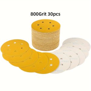 30Pcs 6Inch Sanding Discs Hook and Loop 40 60 80 100 120 150 180 220 320 400600800 Grit Sandpaper for Orbital Sander