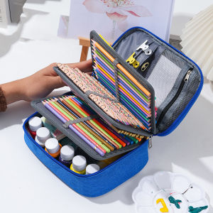 กระเป๋าใส่ดินสอสี 72 หลุม สีดำแดง ความจุขนาดใหญ่ กล่องใส่ดินสอ อุปกรณ์การเรียน เครื่องเขียนสำหรับนักเรียน