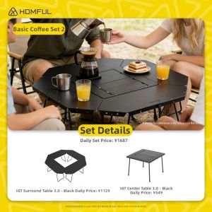 HOMFUL | Folding Portable Lightweight Multifunctional Camping Table