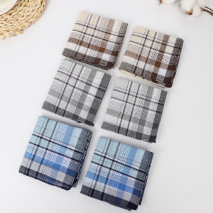 6Pcs Pure Cotton Handkerchief Mens Plaid Classic Wipe Sweat Business Breathable Sweat