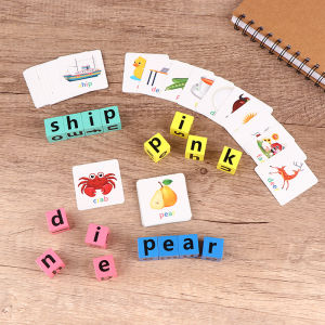 ซื้อ 1 ชิ้นลด 10 บาท ของเล่น Montessori เด็กปริศนาไม้การ์ตูนสัตว์ See & Spell การเรียนรู้ของเล่นตัวอักษร Sight Words & Matching Letter เกมของขวัญของเล่นเด็ก
