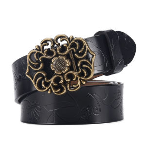 (Factory Direct Sales)Womens Vintage Sunflower Versatile Cowhide Belt for Women Decoration Fashion Jeans Belt