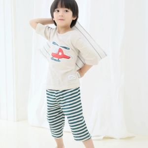 เสื้อผ้าเด็ก ชุดนอนเด็กแขนยาวขายาว 7 ส่วน 24ss / Slub Cotton