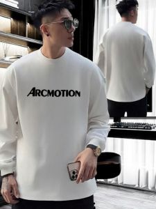 Classy Pure Cotton Long Sleeves T-Shirt Mens Trendy round Neck Simple Fashion Brand Handsome Spring and Autumn Leisure Tops Loose Undershirt