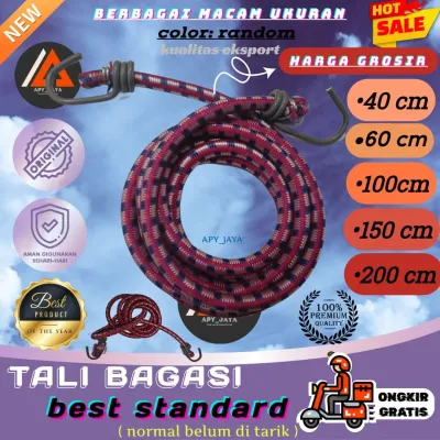 tali bagasi motor 100 cm praktis// tali karet pengikat barang motor 1 meter /tali karet kurir 200 cm/ tali elastis / tali original//tali termurah / tali jaring helm / tali karet 60 cm / tali bagasi 45 cm / tali bulat