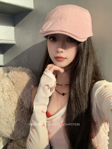 New 2025 Light Pink Sweet Cool Retro Beret Hat for Casual Women