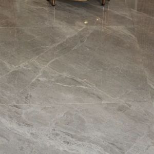 Meja Sudut Stalaktit Lis Stainless & Marmer Krem