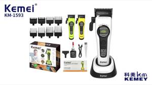 Kemei | Máy Cắt Tóc Chuyên Nghiệp Kemei KM-1593 Cho Nam Giới Động Cơ Không Chổi Than Rotor Ngoài 8000 Vòng/Phút Máy Cắt Tóc Nhiều Đầu Chải Sử Dụng Được Cho Tóc Ướt/ Khô
