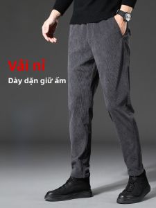 ROMON | Quần nhung kẻ nam Romon dáng rộng ống đứng quần tây công sở co giãn thường ngày dài mùa thu đông phong cách mới