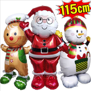 115cm Large Size Santa Claus Snowman Gingerbread Man Stand Balloons for Christmas Decorations Christmas Metallic Balloons Party Decor
