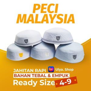 peci Malaysia putih haji kopyah songkok Malaysia logo motif