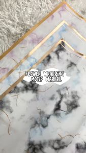 Flower Wrapping Gold Line Marble Cellophane Waterproof Kertas Buket Bunga Ecer Flower Wrap KB6048