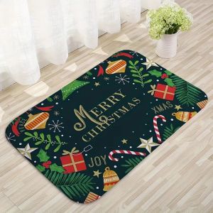 VIKAMA Dễ Thương Ông Già Noel Giáng Sinh Thảm Trang Trí Phong Cách Vintage Thảm Trải Sàn Chống Trơn Trượt Cho Lối Vào Nhà Bếp Phòng Ngủ Phòng Khách Trang Trí Nhà