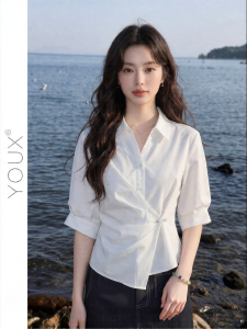 YOUXIANG | Áo Thun Dây Đai Nịt Phong Cách Pháp