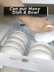 High quality kitchen cabinet pull out dish & bowl rack / multi-function pull out basket / almari tarik rail rak dapur