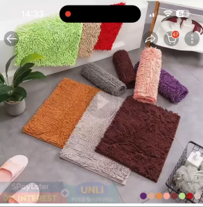 Microfiber absorbent and non-slip floor mat super absorbent long-pile beautiful bathroom rug kit