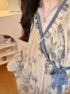 Pure Cotton Ladies Sleepwear Spring Autumn 2025 Casual Loose Sweet Long Sleeve Nightgown Home Clothes Can Be Worn outside