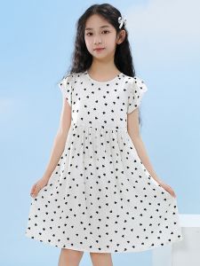 Summer New Childrens Cotton Silk Floral Print Dress Sleeveless Beach Princess Nightgown for Little Girls Baby Outdoor Korean Style