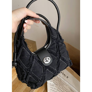 Special-Interest Design Bag Womens Summer New New Arrival Classy Textured Handbag Easiest for Match Fashion Denim Tassel Messenger Bag