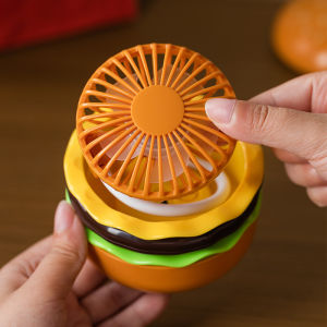 Portable Mini Electric Fan Summer Cooling USB Charging Creative Cute Burger Shape Table Fan Personal Fan Home Use Fan