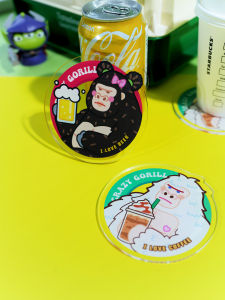 Aurora Store Original Coffee Beer Great Apes Cute Cartoon Acrylic Coaster Creative Cultural Gift Decoration Piece