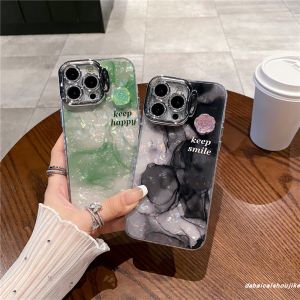 Artistic Shell Pattern Dyeing iPhone 15 Case Full Cover Shockproof Protective Shell for Apple 14 pro Max 13 Tea Flower 11 Soft Silicone