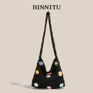 Large Capacity Knitted Wool Tote Bag Womens Commuter Bag Casual Style Single Shoulder Slant Cross Bag for Office Work
