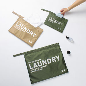 กระเป๋าใส่เสื้อผ้าสกปรกสำหรับเดินทาง 3 ชิ้น ปากแบน กันน้ำ กระเป๋าใส่เสื้อผ้าสำหรับเดินทาง ชุดแยกส่วน ผ้าไนลอน