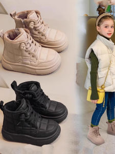 Girls Cotton Boots Autumn Winter New Style Short Snow Boots Children Leather Boots Fleece Lined Martin Boots Boys Girls Universal
