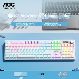 AOC | Wireless 3-Mode Hot-Swappable Mechanical Keyboard Gaming and Office Use