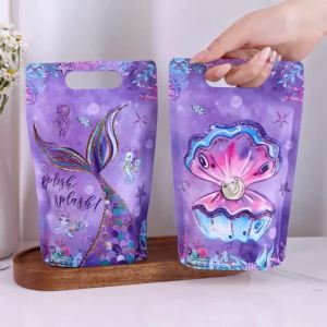Nàng Tiên Cá Đứng Lên Túi Theo Chủ Đề Đại Dương Kẹo Bao Bì Đựng Đồ Ăn Nhẹ Cho Sinh Nhật Lần Thứ 1 Tiệc Cưới Trang Trí 10/20 Chiếc Nhựa Có Thể Gập Lại Quà Tặng