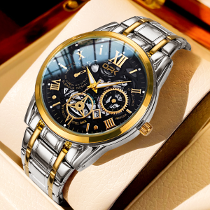 OPK Jam Tangan Pria Terbaru Anti Air impor Besi tahan karat Cowok Analog Kasual Bercahaya Kalender Free BOX