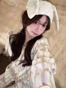 Đồ Ngủ Dài Tay Mềm Mại Thoải Mái Cho Nữ Mùa Xuân Thu Thường Ngày in Họa Tiết Hoạt Hình Chó Salami Mặc Ở Nhà