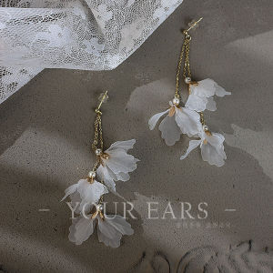 Handmade Original Design Long Flowing Tulle Flower Earrings: A White Fairy Atmosphere Experience