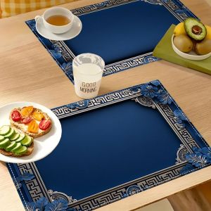 VIKAMA 2/4/6Pcs New Chinese Style Placemats Heat Resistant Washable Non Slip Dining Table Mats Kitchen Home Decor
