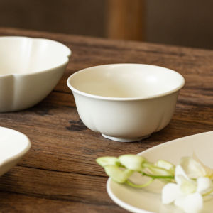 Simple Chinese Style Ceramic Rice Bowl Tea Snack Plate Swallows Nest Soup Dish Breakfast Salad Bowl Porcelain Utensils