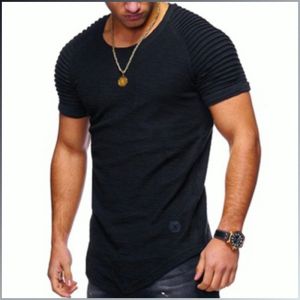 เสื้อยืดจีบลายทางผู้ชาย ระบายอากาศและดูดความชื้นเสื้อยืด เป็นมิตรกับผิวหนังและระบายอากาศได้ต่อต้านไรแขนเสื้อแบบแร็กแลน
