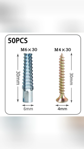 50set Sekrup Ekspansi / Angkur Baut Tembok Sekrup M6x30 Bahan Tembaga Zinc Garvanis Fiser