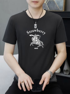 Áo Thun Nam Tay Ngắn Mùa Hè Phong Cách Hàn Quốc in Họa Tiết Cổ Tròn Ôm Vừa Vặn Tay Lửng Áo Thun Cotton Thường Ngày Mùa Hè