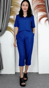 Setelan Kemeja Kulot Wanita Crop Oneset
