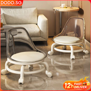 DODO Swivel Rotating Kids Stool with Wheels Comfortable PU Leather Cushion Adjustable Footrest Modern Home Sofa Chair