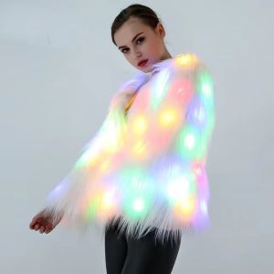 Áo Khoác Lông Giả Nữ Có Đèn LED Áo Hoodie Ấm Áp Nhiều Màu Sắc Phát Sáng Dùng Cho Tiệc Tùng Khiêu Vũ Cosplay Áo Khoác Ngoài Phong Cách Tron Valentine